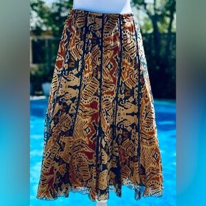 Spirit By Coldwater Creek Womens Caravan A Line Skirt Multicolor Ikat Midi Sz 8